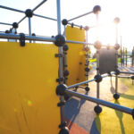 a large beautiful playground in the park