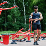 african american male athlete sport man with running sports arm