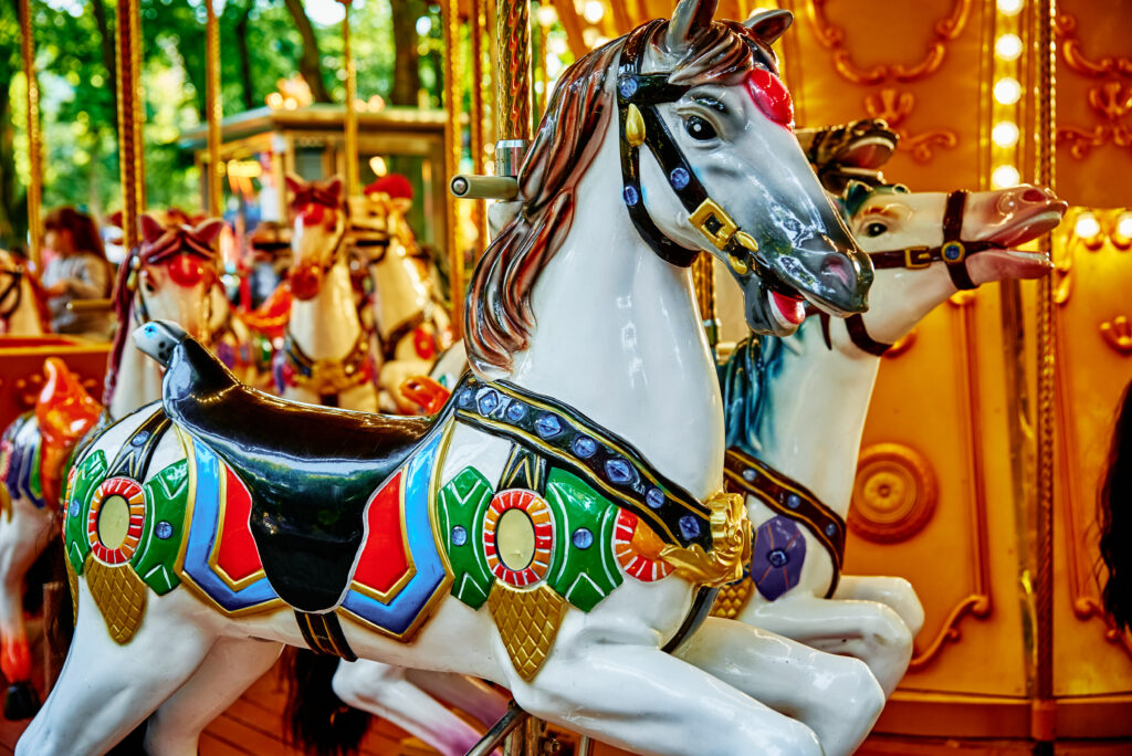 horse carousel at amusement park